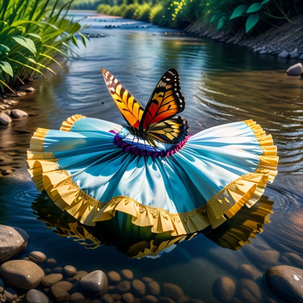 Foto de uma borboleta em uma saia no rio