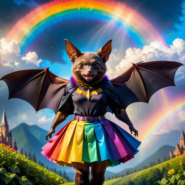 Photo of a bat in a skirt on the rainbow