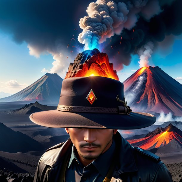 Picture of a mol in a hat in the volcano