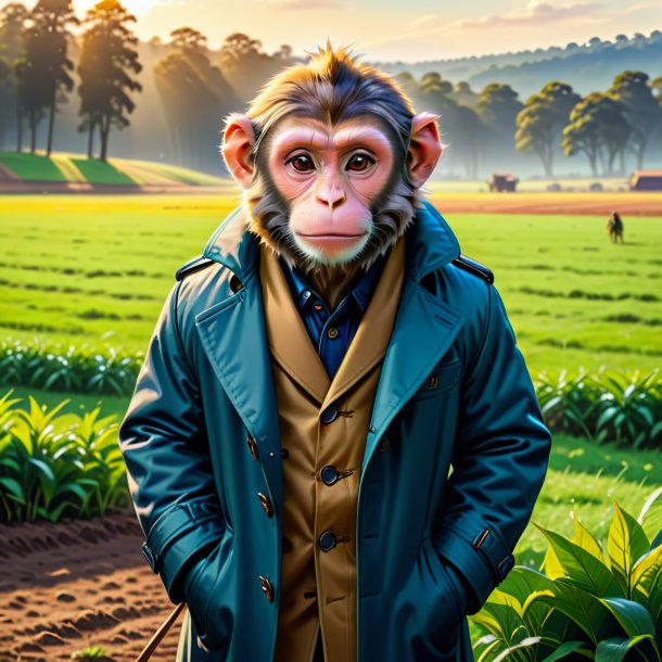 Drawing of a monkey in a coat on the field