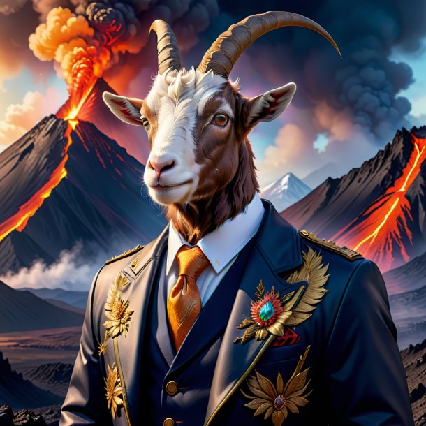 Illustration of a goat in a jacket in the volcano