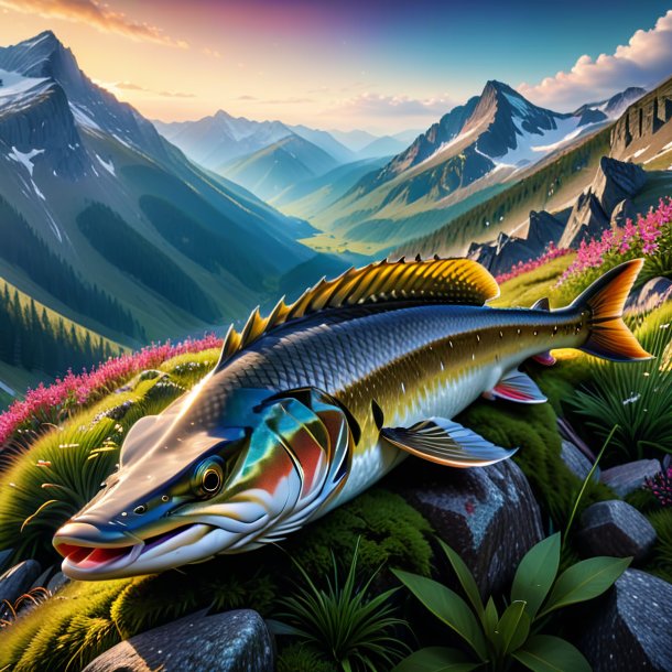 Image of a sleeping of a pike in the mountains