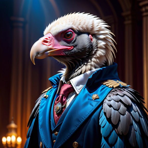 Picture of a vulture in a blue coat