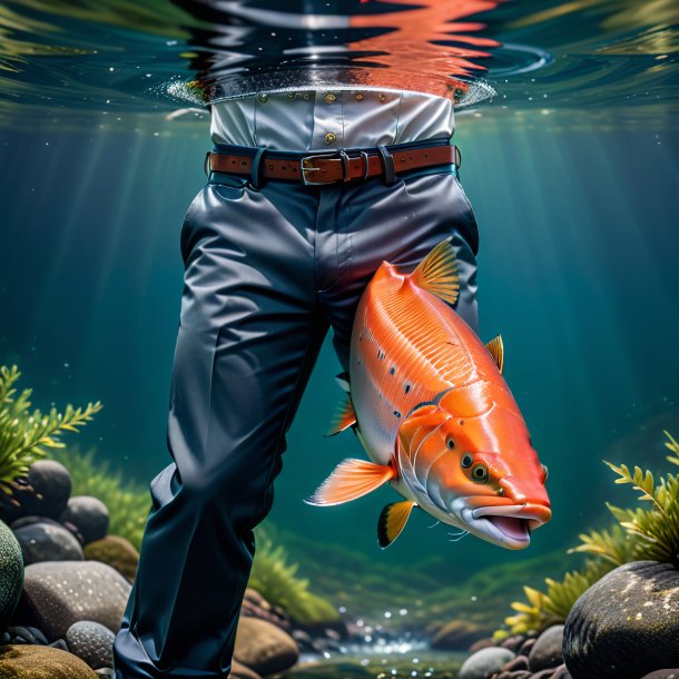 Photo of a salmon in a trousers in the water