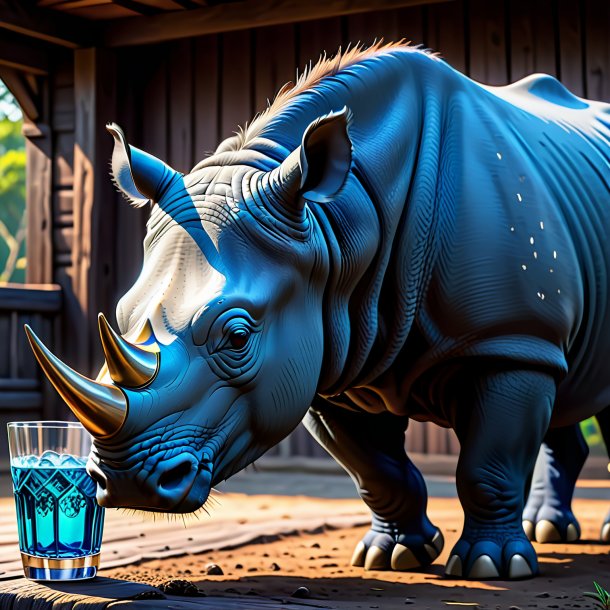 Pic of a blue drinking rhinoceros