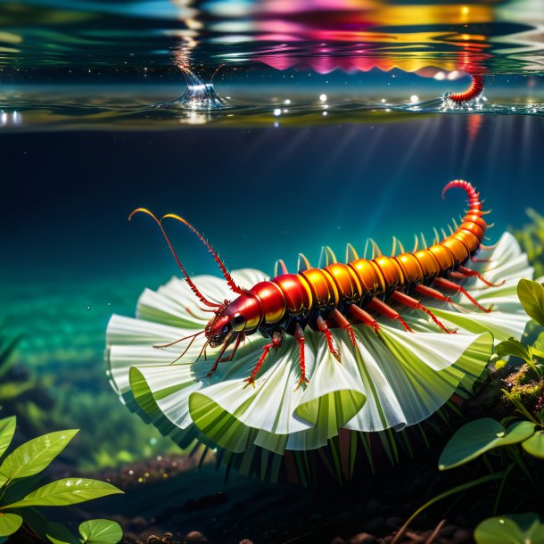 Image d'un centipede dans une jupe dans l'eau