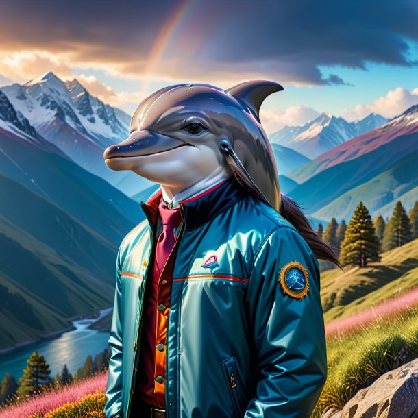 Image of a dolphin in a jacket in the mountains