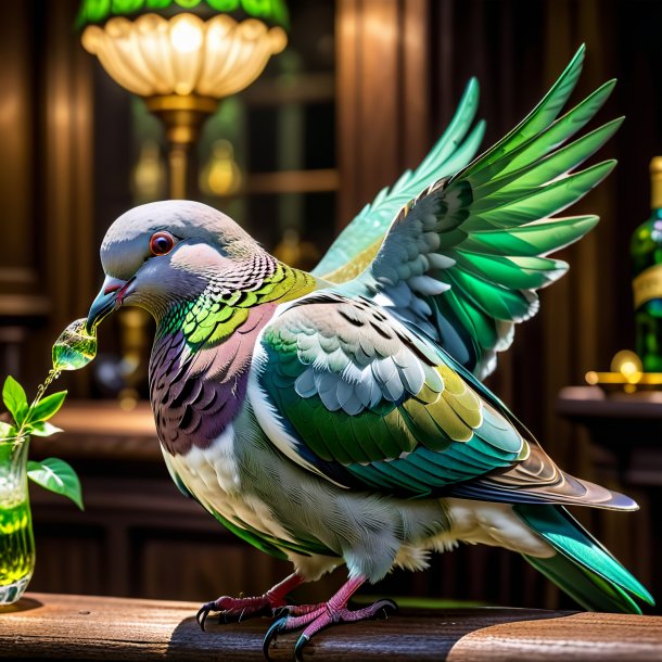 Image of a green drinking dove