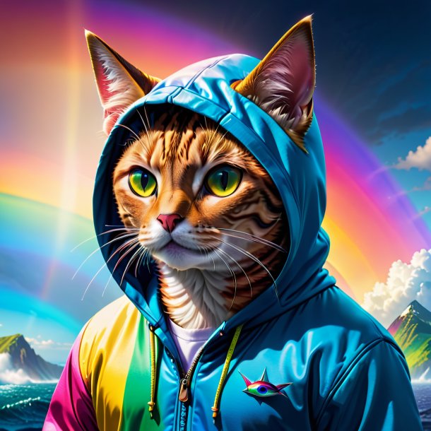 Picture of a tuna in a hoodie on the rainbow