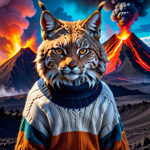 Picture of a lynx in a sweater in the volcano