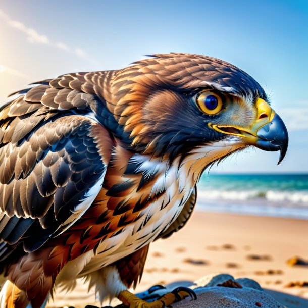 Pic of a crying of a hawk on the beach