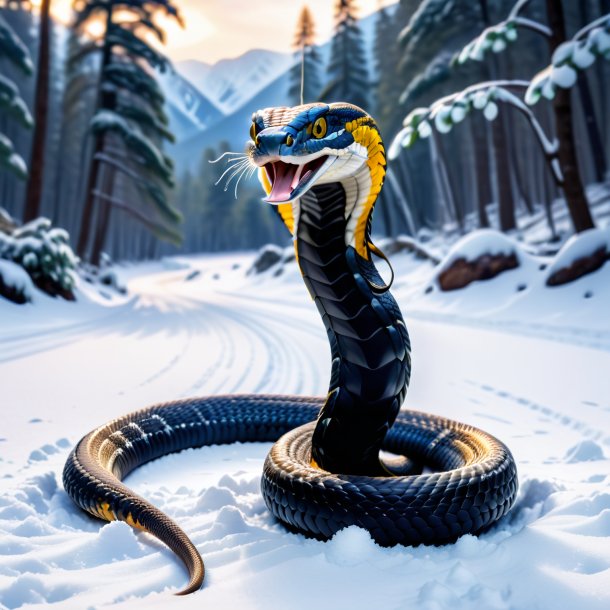 Foto de un baile de una cobra en la nieve