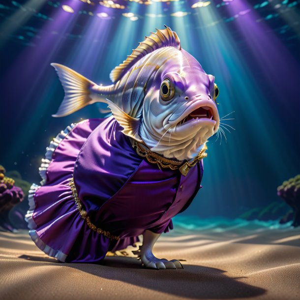 Image of a haddock in a purple skirt