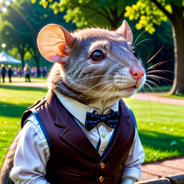 Pic of a rat in a vest in the park