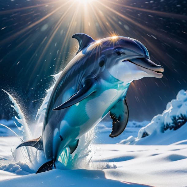 Pic of a threatening of a dolphin in the snow