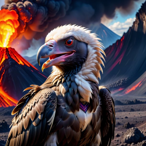 Picture of a smiling of a vulture in the volcano