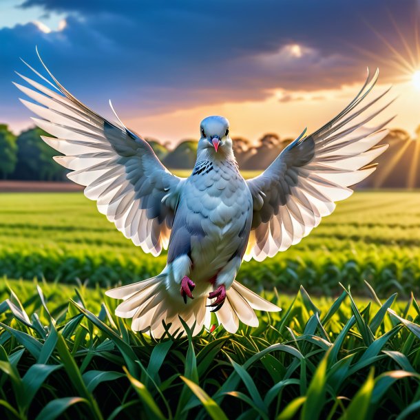 Picture of a playing of a dove on the field