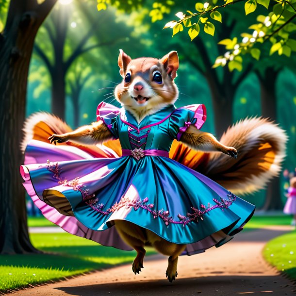 Foto de una ardilla voladora en un vestido en el parque