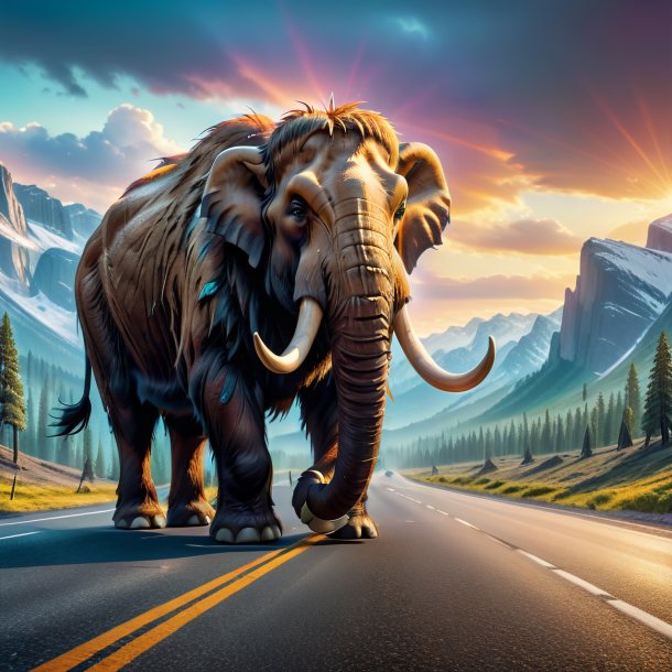 Picture of a crying of a mammoth on the road