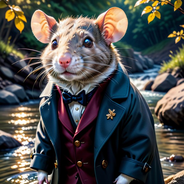 Image d'un rat dans un manteau dans la rivière