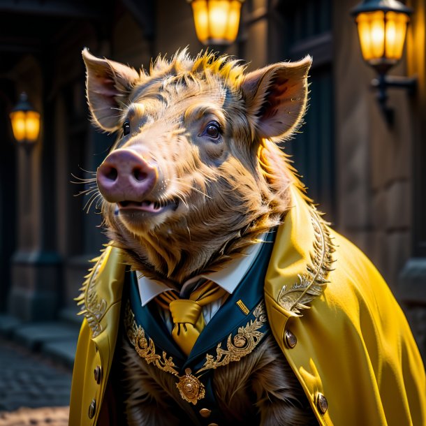 Pic d'un sanglier dans un manteau jaune