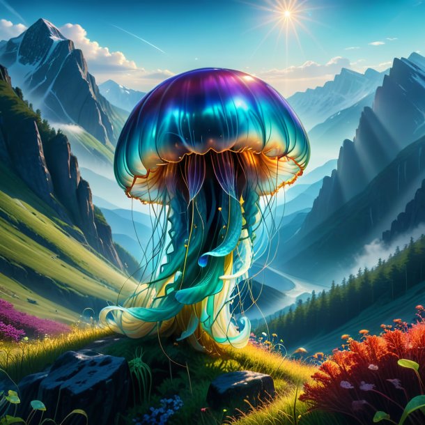 Image of a crying of a jellyfish in the mountains