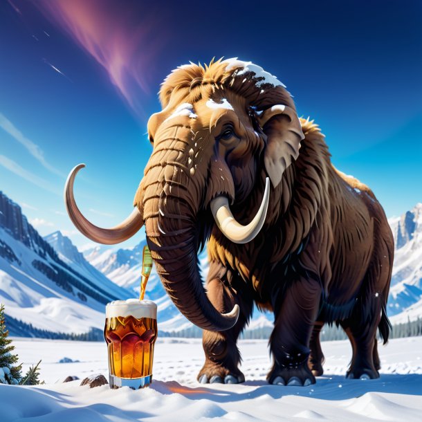 Photo of a drinking of a mammoth in the snow