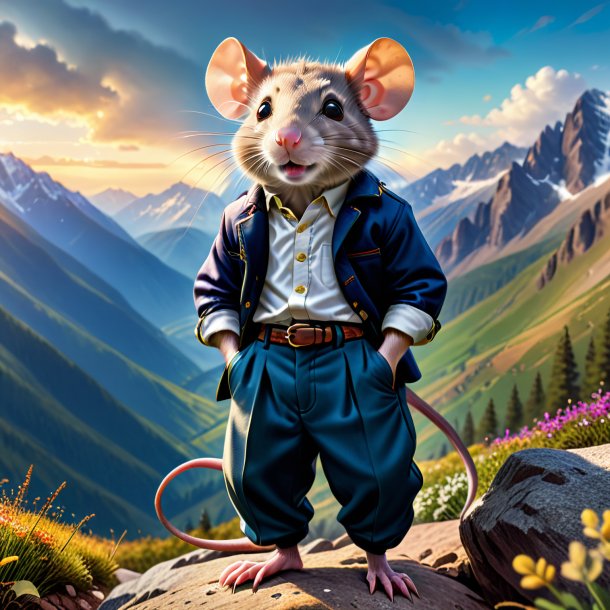 Image of a rat in a trousers in the mountains