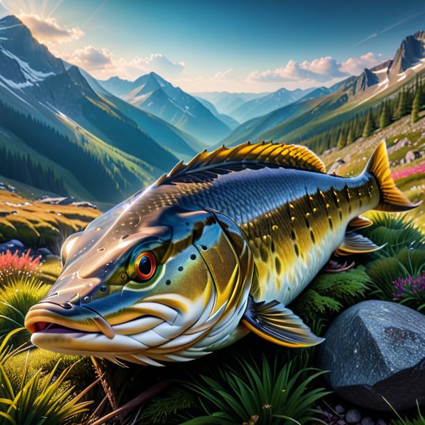 Image of a sleeping of a pike in the mountains