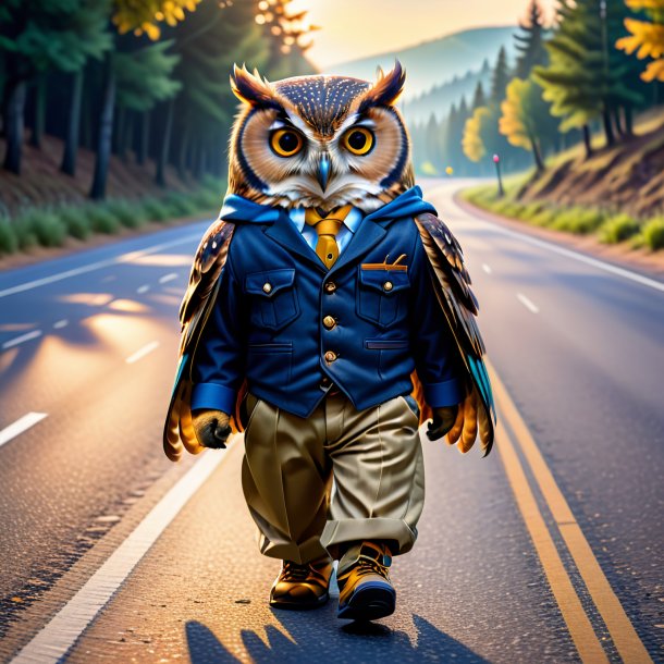 Pic of a owl in a trousers on the road