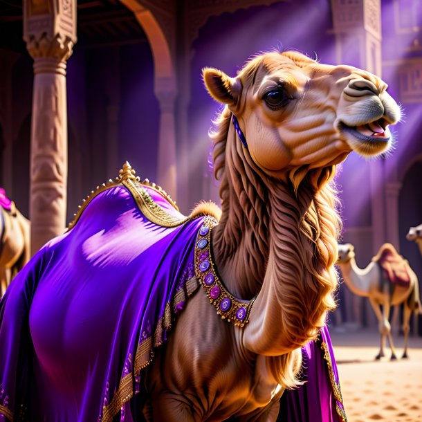 Pic of a camel in a purple dress