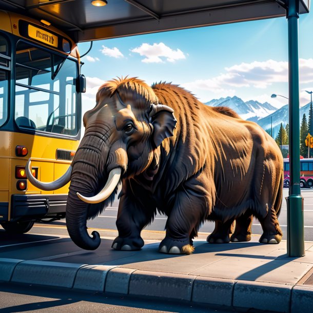 Imagem de um descanso de um mamute na parada de ônibus