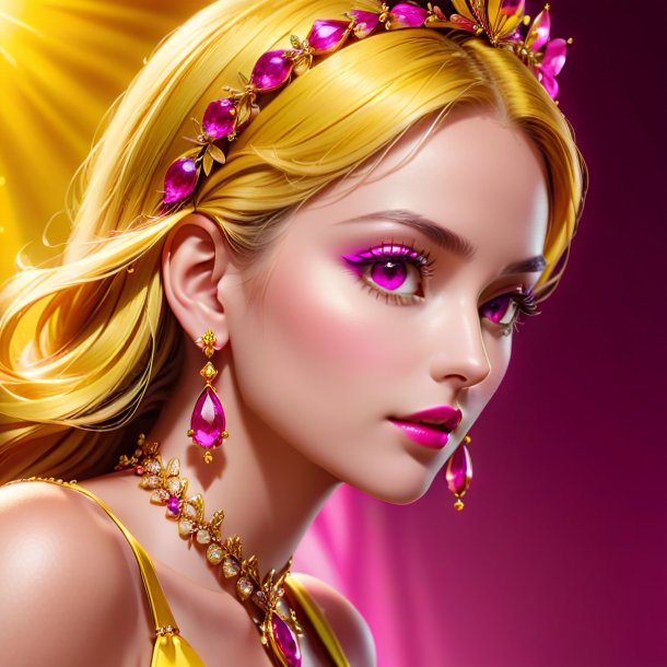 Clipart d'une fille-goutte jaune, fuchsia