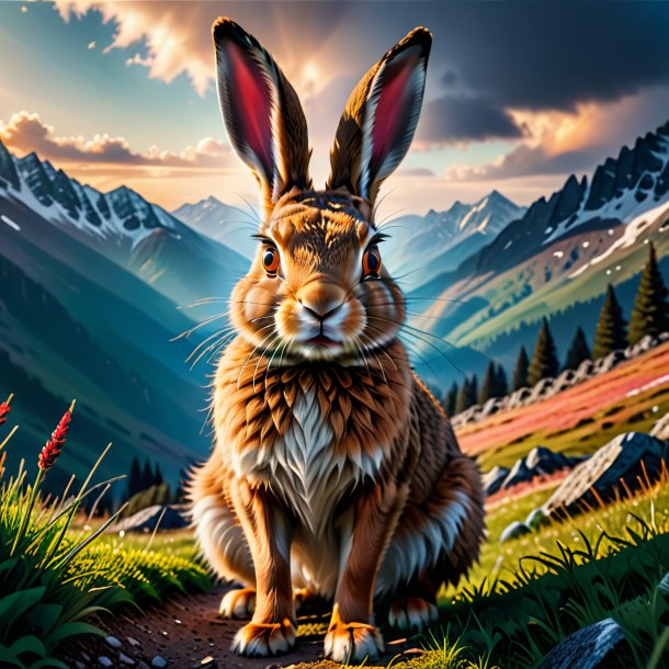 Photo of a angry of a hare in the mountains