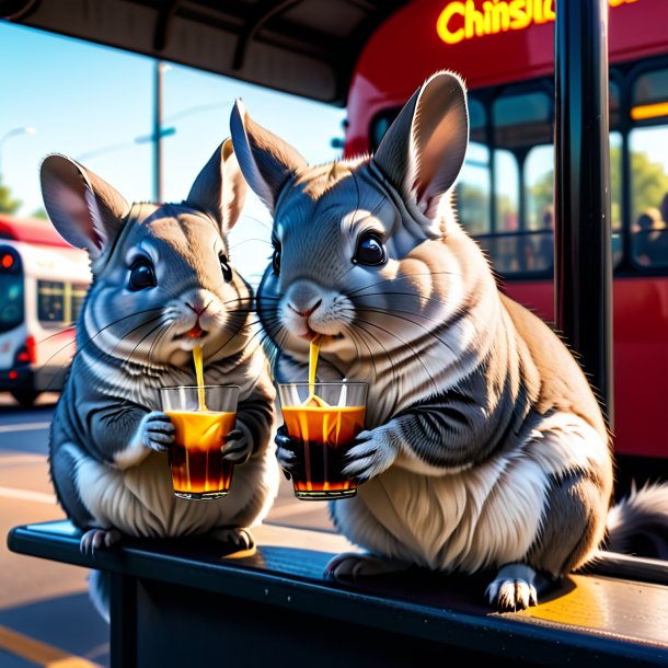 De uma bebida de um chinchillas na parada de ônibus