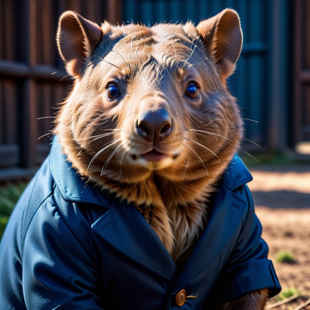 Imagem de um wombat em um casaco azul