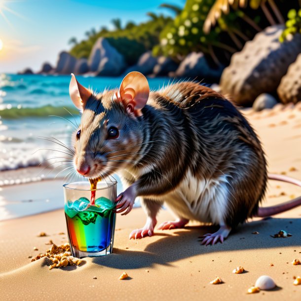 Photo of a drinking of a rat on the beach