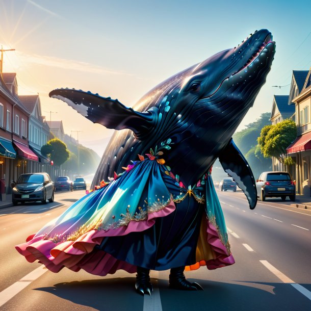 Pic of a whale in a dress on the road