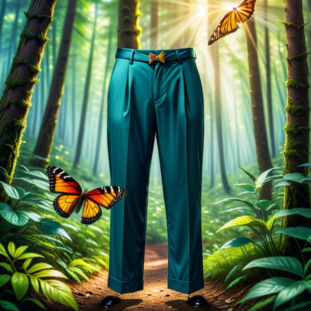 Imagen de una mariposa en un pantalón en el bosque