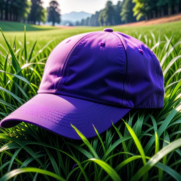 Photography of a purple cap from grass