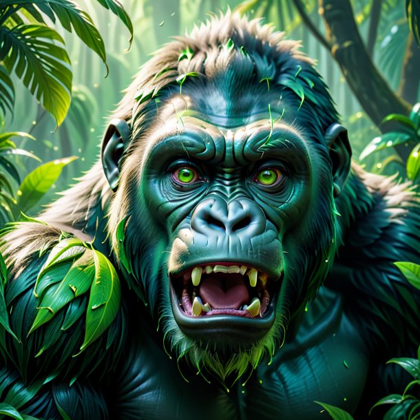 Image of a green crying gorilla