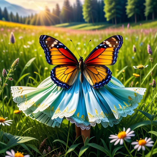 Pic of a butterfly in a skirt in the meadow