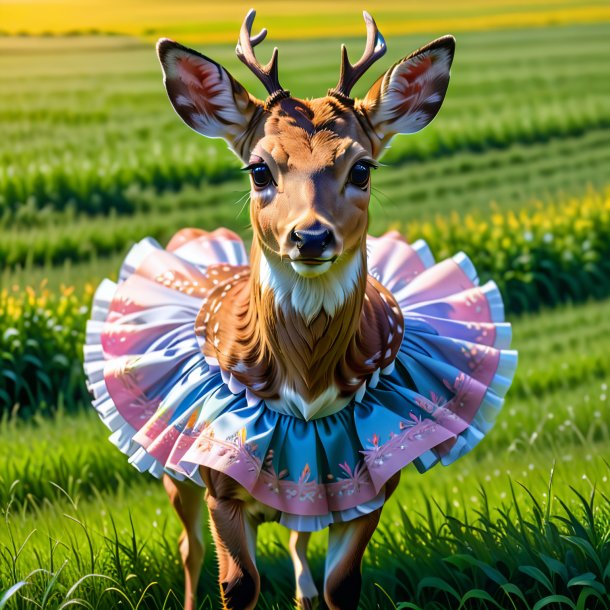 Picture of a deer in a skirt on the field