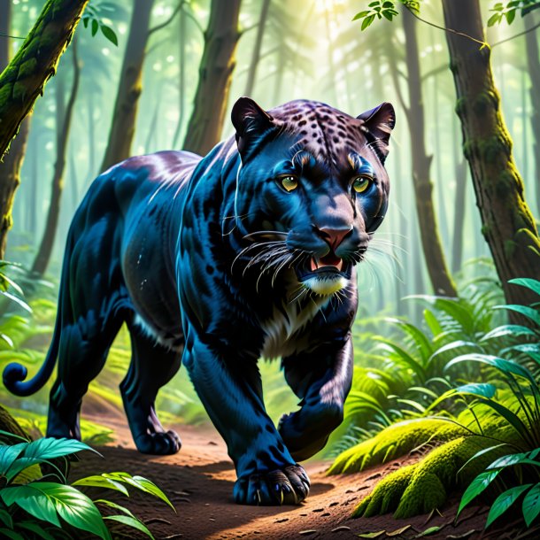 Picture of a playing of a panther in the forest