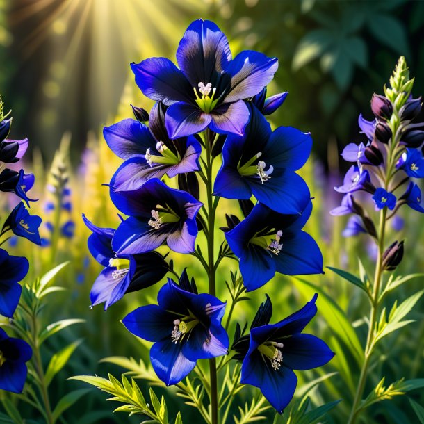 Illustration of a black larkspur