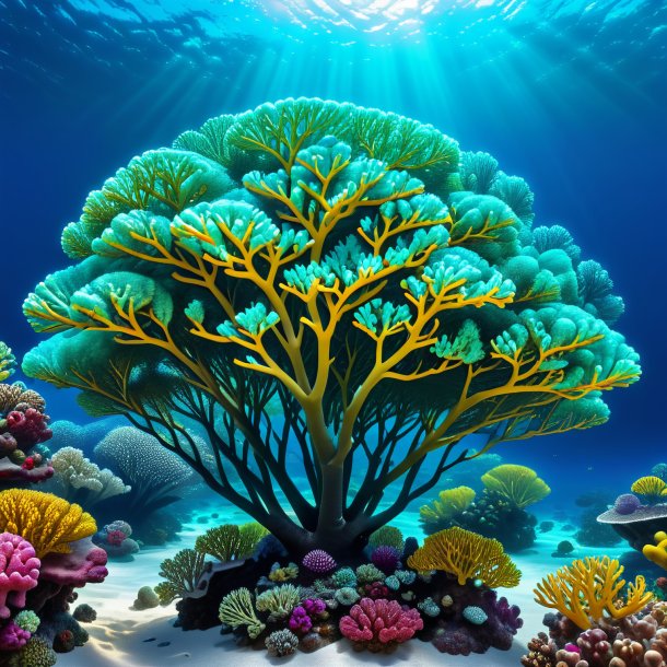 Depiction of a coral manchineel