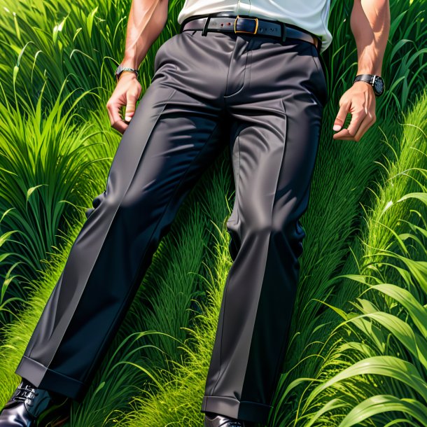 Illustration of a black trousers from grass