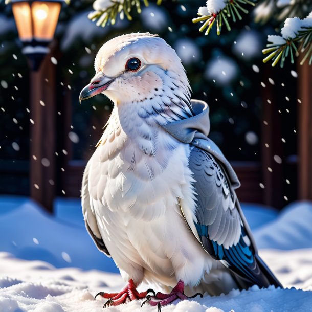 Pic of a dove in a hoodie in the snow