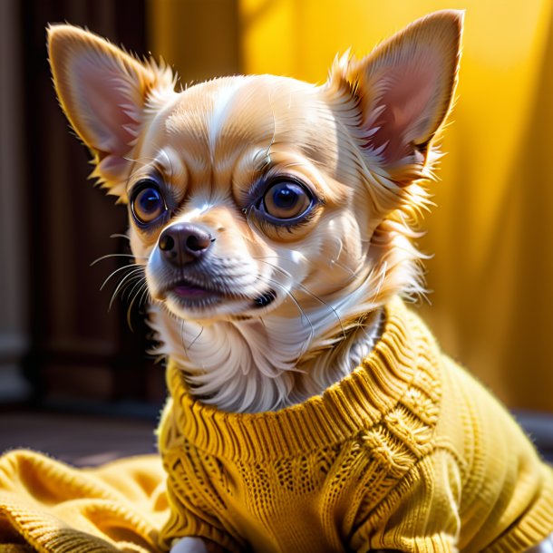 Image of a chihuahua in a yellow sweater