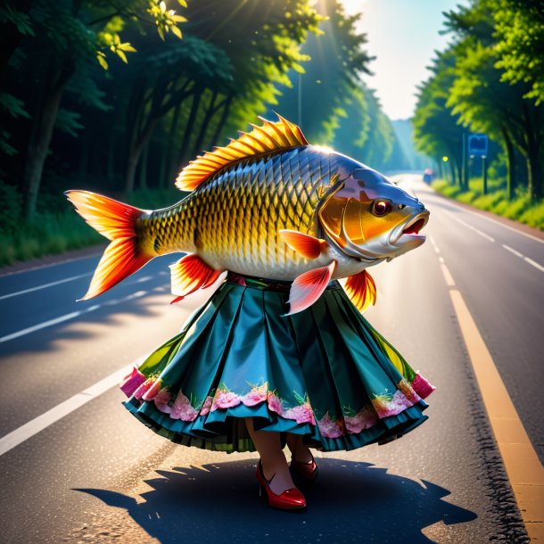 Image of a carp in a skirt on the road